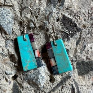 Zuni Inlay Turquoise Multicolor Earrings!